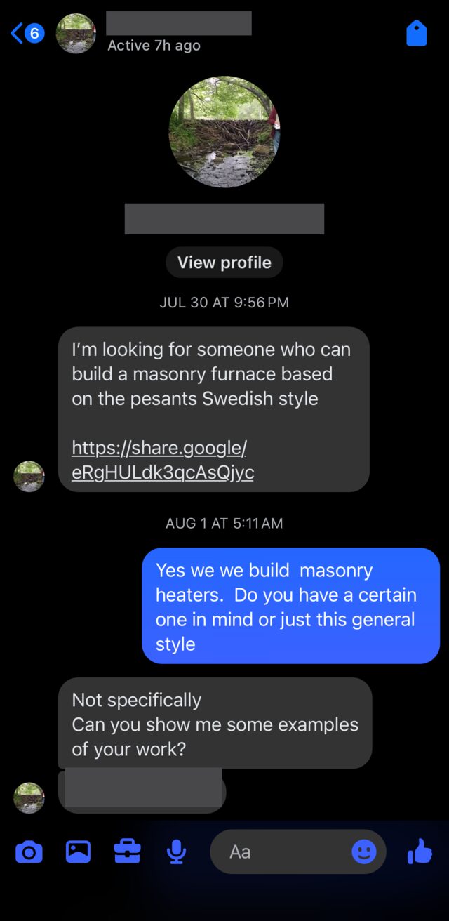 Wants a Swedish-style masonry heater