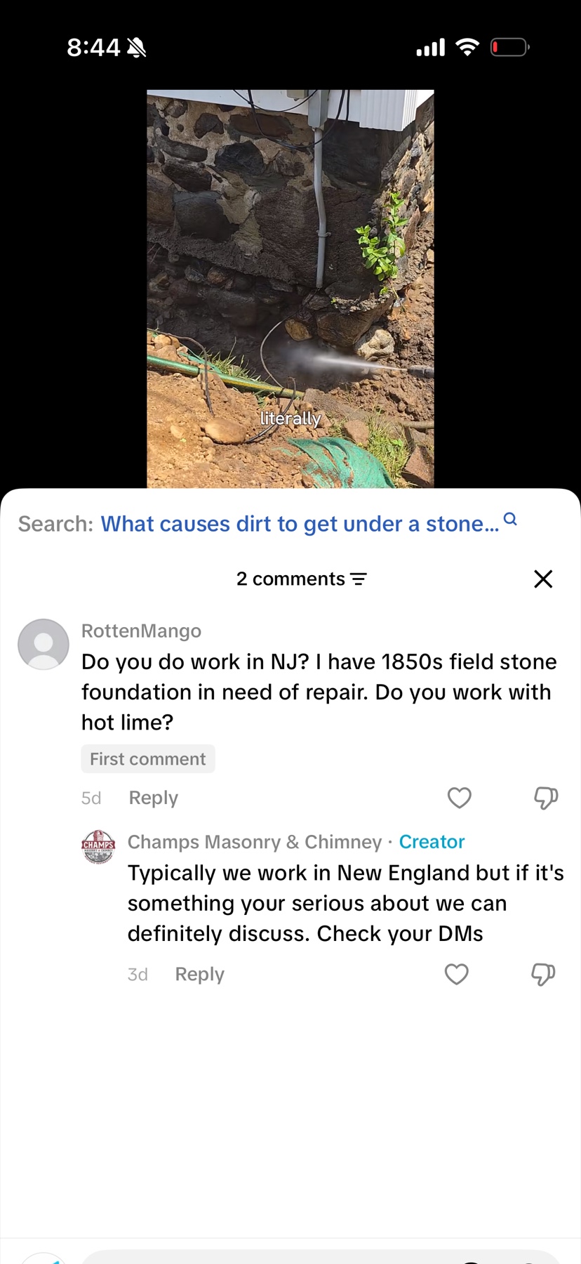 TikTok comment asking for work